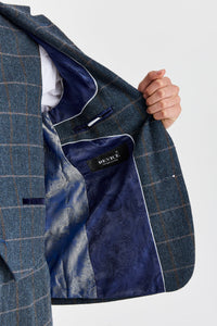 Harris - Abito da uomo a tre pezzi in tweed di misto lana blu navy