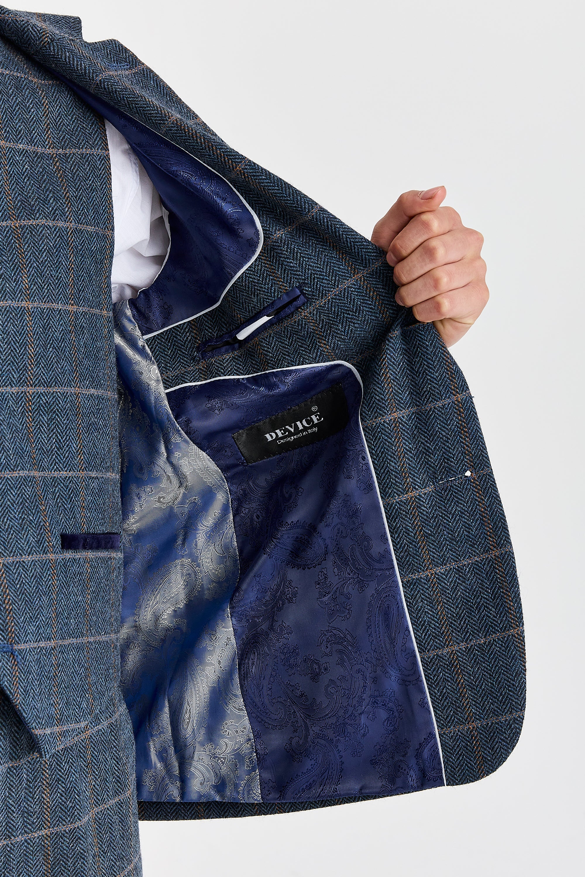 Harris - Abito da uomo a tre pezzi in tweed di misto lana blu navy