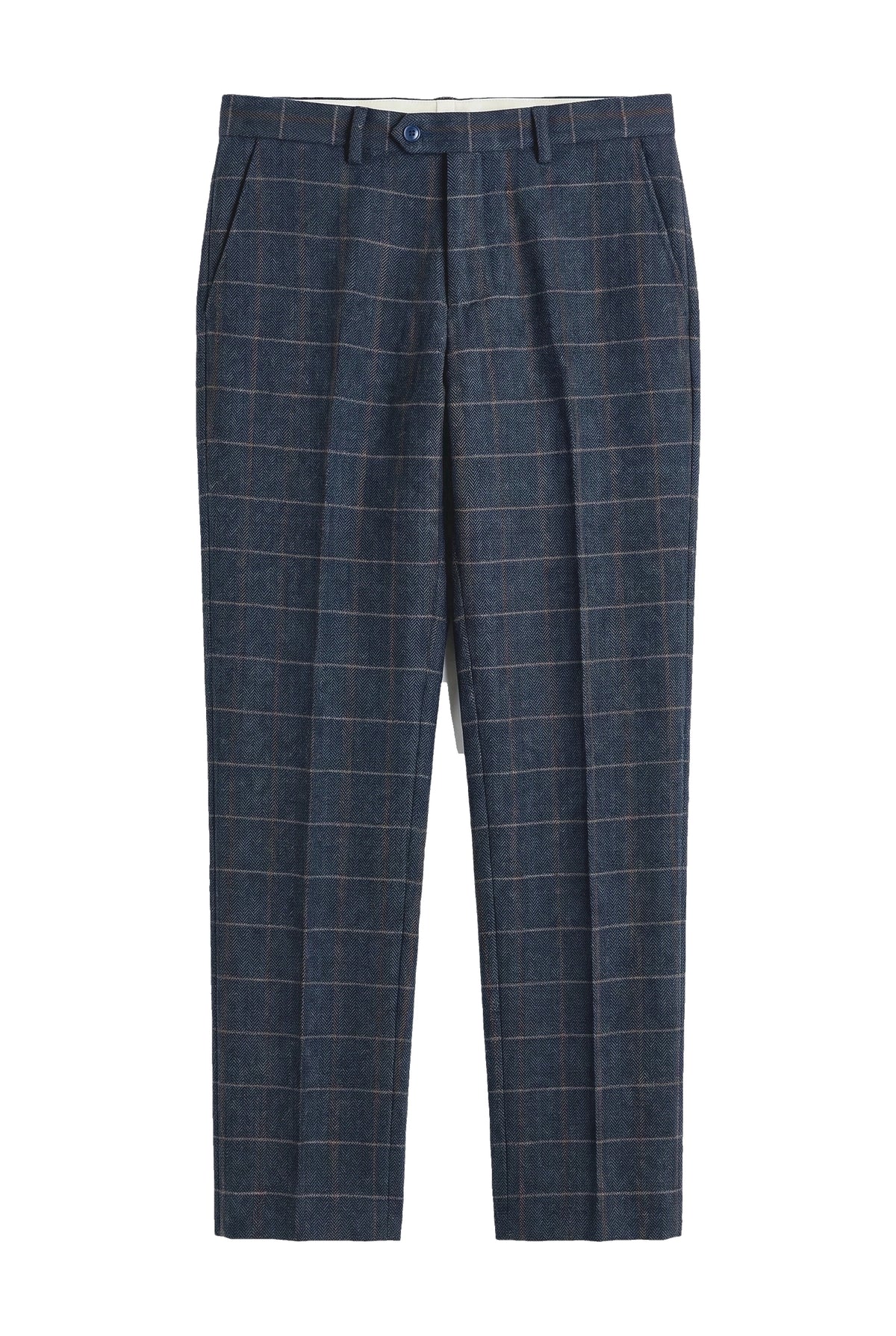 Harris - Pantaloni da uomo in misto lana tweed blu navy