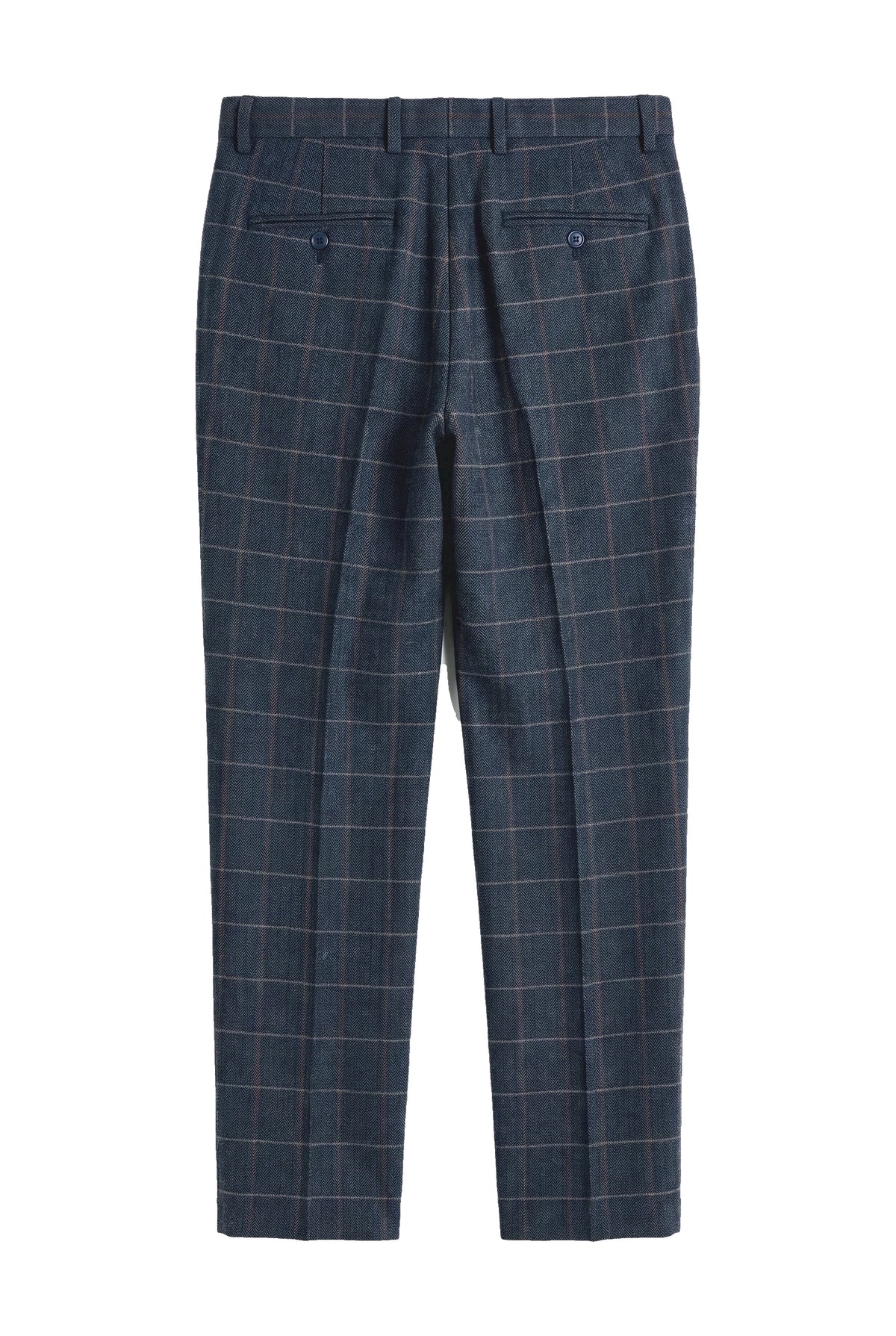 Harris - Pantaloni da uomo in misto lana tweed blu navy