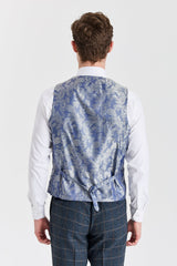 Harris - Gilet da uomo in misto lana tweed blu navy