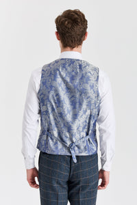 Harris - Gilet da uomo in misto lana tweed blu navy