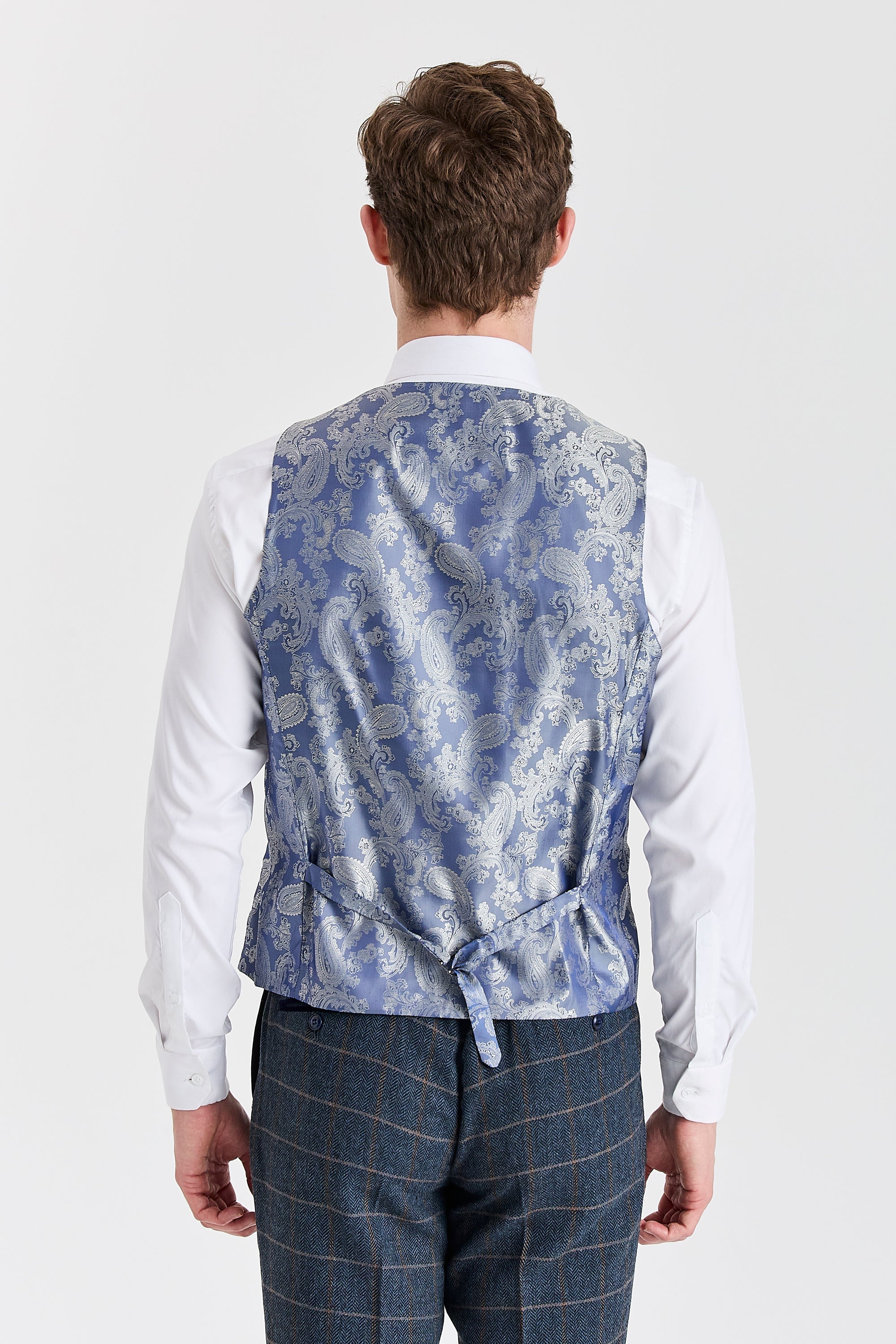 Harris - Gilet da uomo in misto lana tweed blu navy