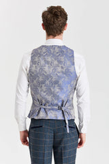 Abito Harris in tweed blu navy con gilet Belmont argento a contrasto