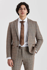 Harris - Blazer da uomo in tweed marrone a spina di pesce
