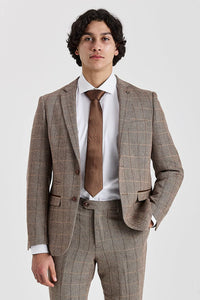 Harris - Blazer da uomo in tweed marrone a spina di pesce