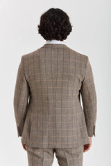 Harris - Blazer da uomo in tweed marrone a spina di pesce
