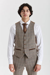 Gilet da uomo Harris - Tweed marrone a spina di pesce