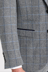 Harris - Blazer da uomo in tweed grigio a spina di pesce