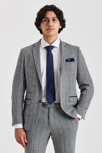Harris - Blazer da uomo in tweed grigio a spina di pesce