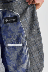 Harris - Blazer da uomo in tweed grigio a spina di pesce