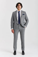 Harris - Blazer da uomo in tweed grigio a spina di pesce