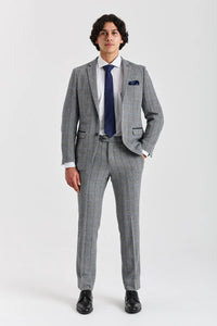 Harris - Blazer da uomo in tweed grigio a spina di pesce