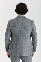 Harris - Blazer da uomo in tweed grigio a spina di pesce