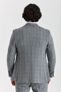 Harris - Blazer da uomo in tweed grigio a spina di pesce