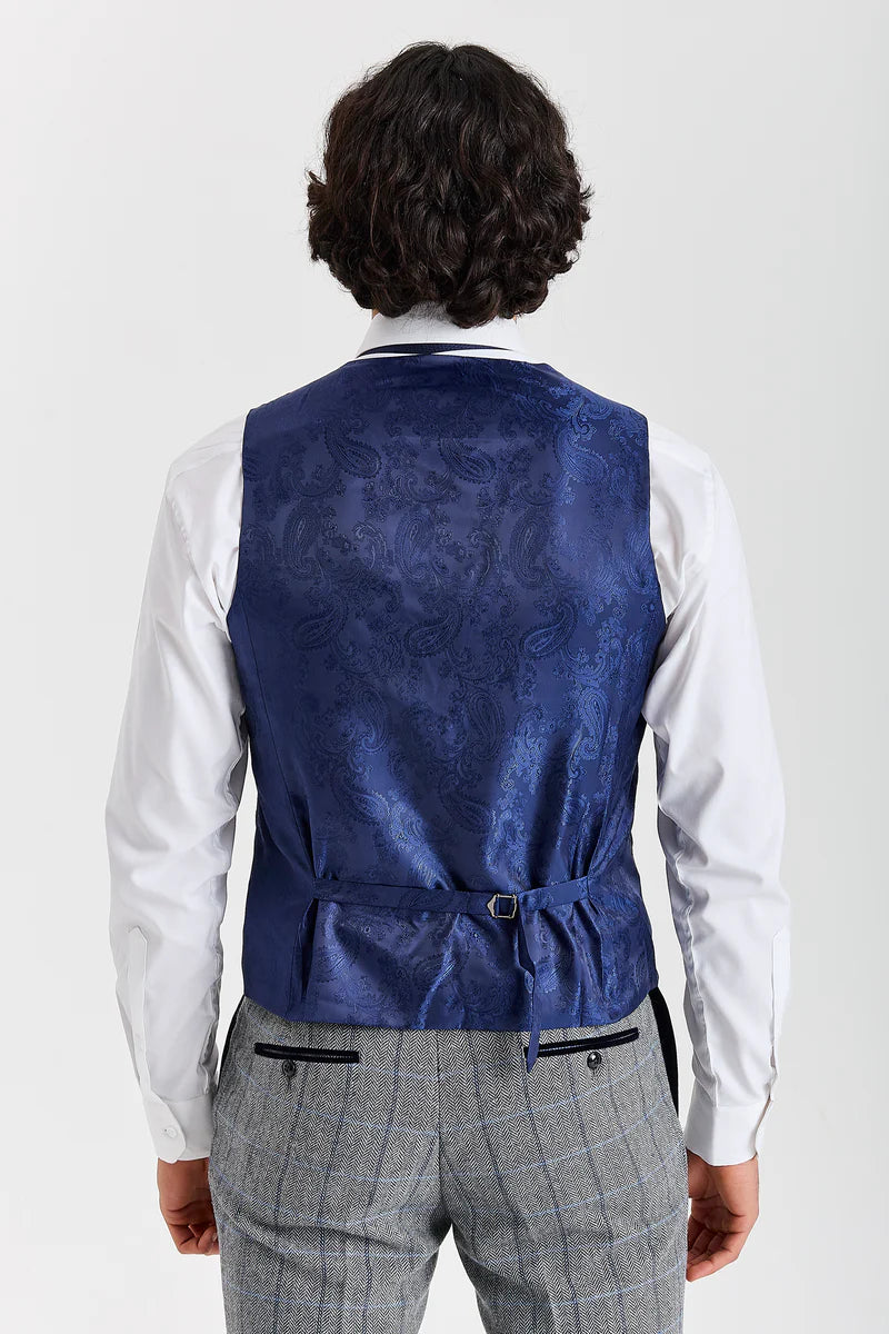 Gilet da uomo Harris in tweed grigio a spina di pesce