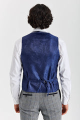 Gilet da uomo Harris in tweed grigio a spina di pesce