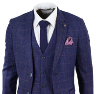 Blue 3 Piece Tweed Suit - Marc Darcy Harry