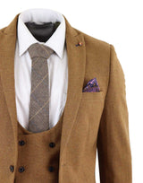 Harry Brown - Mens Tan Brown Wool 3 Piece Suit