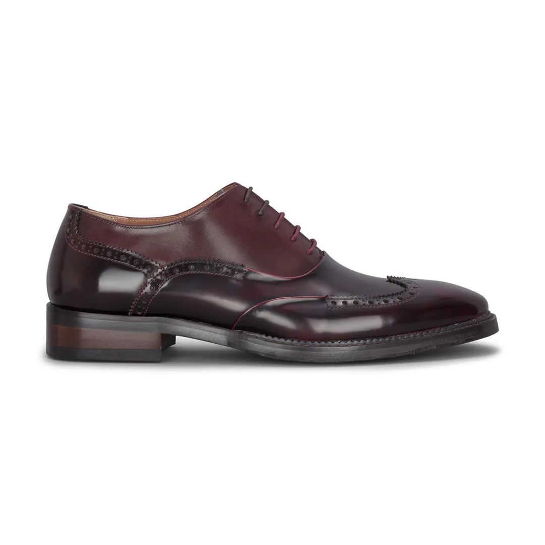 Harry - Scarpe brogue da uomo in pelle verniciata color vino
