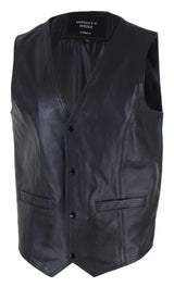 Mens Black Hide Leather Waistcoat