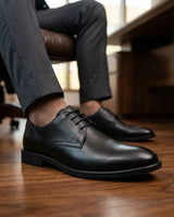 Henley - Scarpe Derby classiche da uomo nere con punta liscia