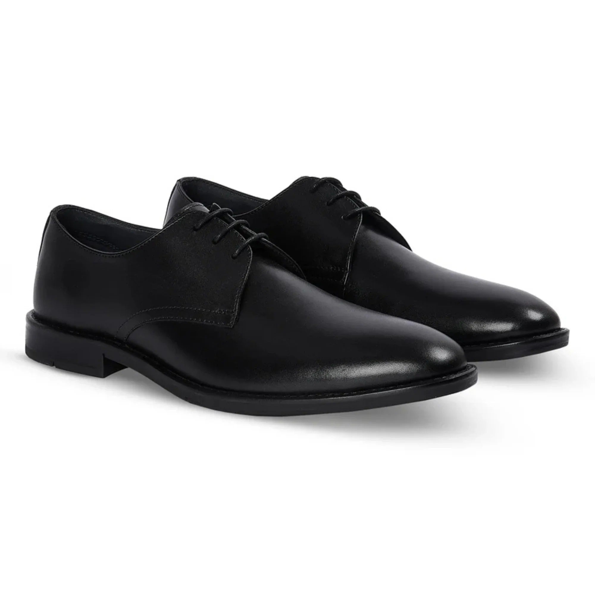 Henley - Scarpe Derby classiche da uomo nere con punta liscia