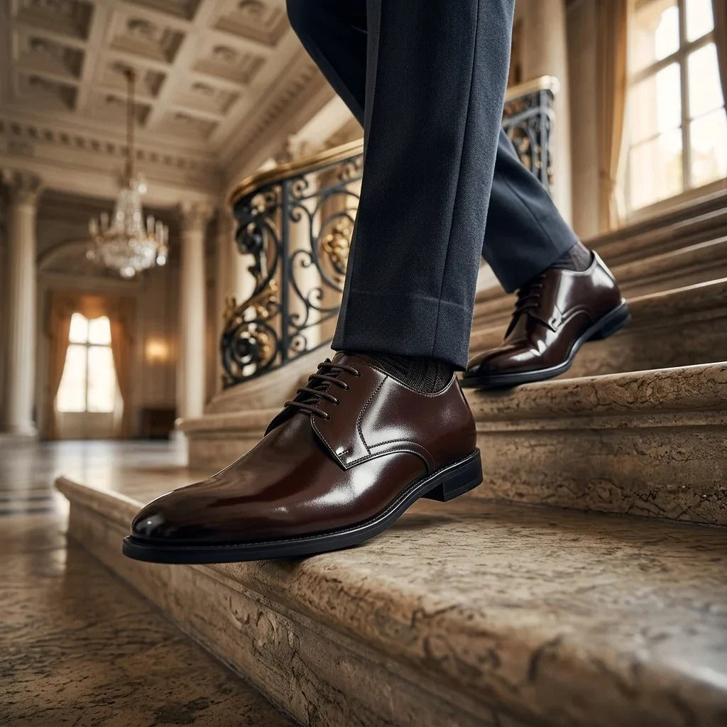 Henley - Scarpe Derby classiche da uomo marroni con punta liscia
