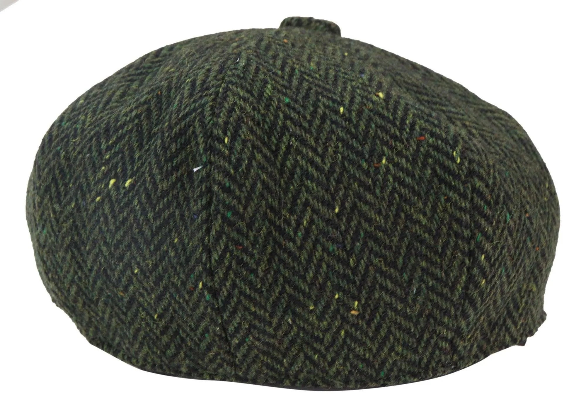 Mens Herringbone Tweed 8 Panel Cap Olive