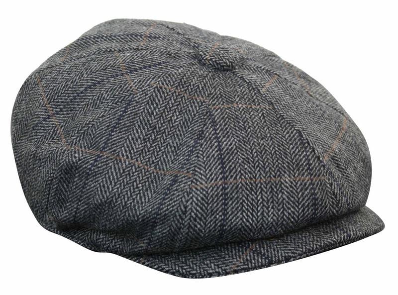 Mens Tweed Check Peaky Blinders Cap