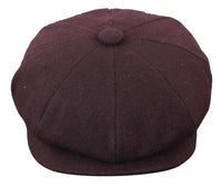 HT6363 - Mens Vintage Tweed Newsboy Peaky Blinders Cap - Brown/Wine