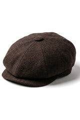 HT6363 - Berretto da uomo in tweed vintage stile Newsboy Peaky Blinders - Marrone/Vino