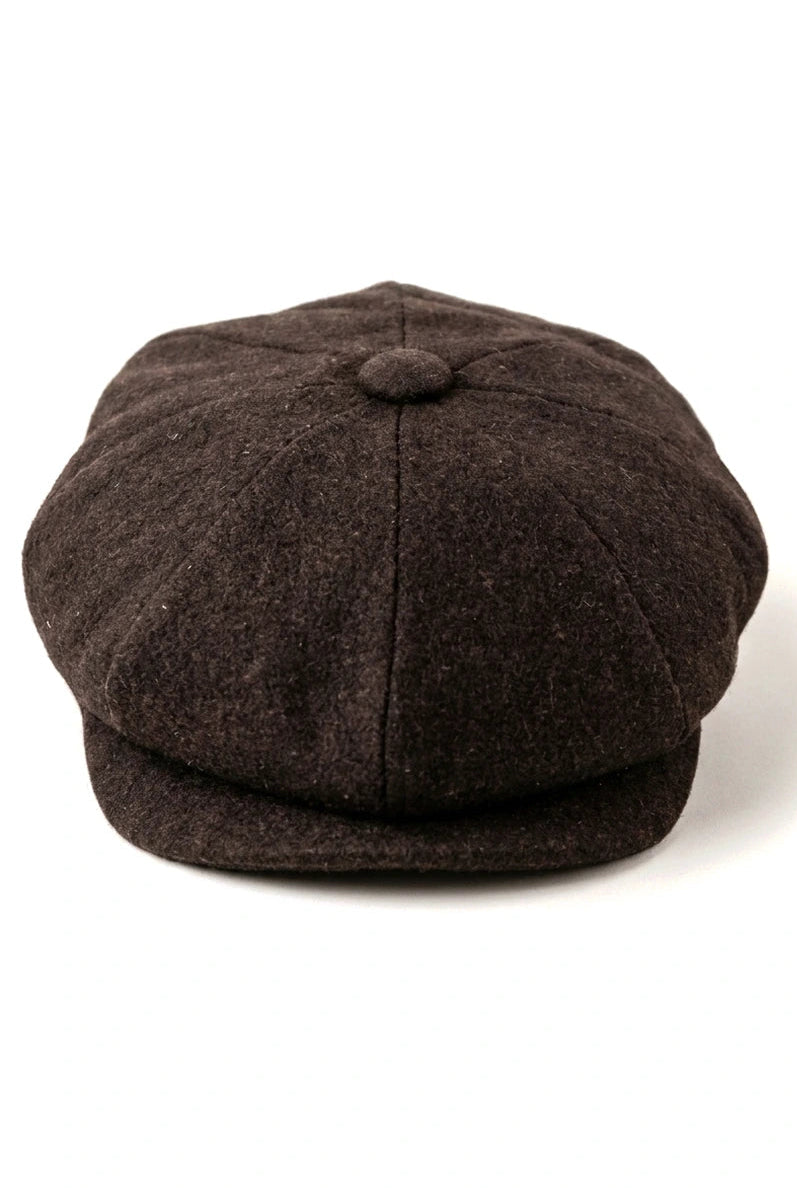 HT6363 - Berretto da uomo in tweed vintage stile Newsboy Peaky Blinders - Marrone/Vino