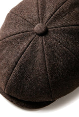 HT6363 - Berretto da uomo in tweed vintage stile Newsboy Peaky Blinders - Marrone/Vino