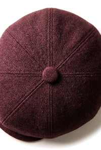 HT6363 - Berretto da uomo in tweed vintage stile Newsboy Peaky Blinders - Marrone/Vino
