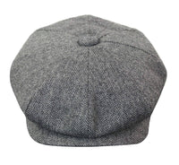 HT6364 - Mens Herringbone Tweed Newsboy Peaky Blinders Hat