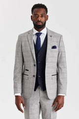 Abito grigio Hugo con gilet blu navy a contrasto Parker