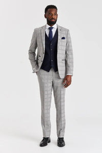 Abito grigio Hugo con gilet blu navy a contrasto Parker