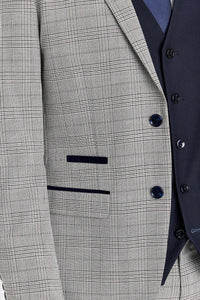 Abito grigio Hugo con gilet blu navy a contrasto Parker