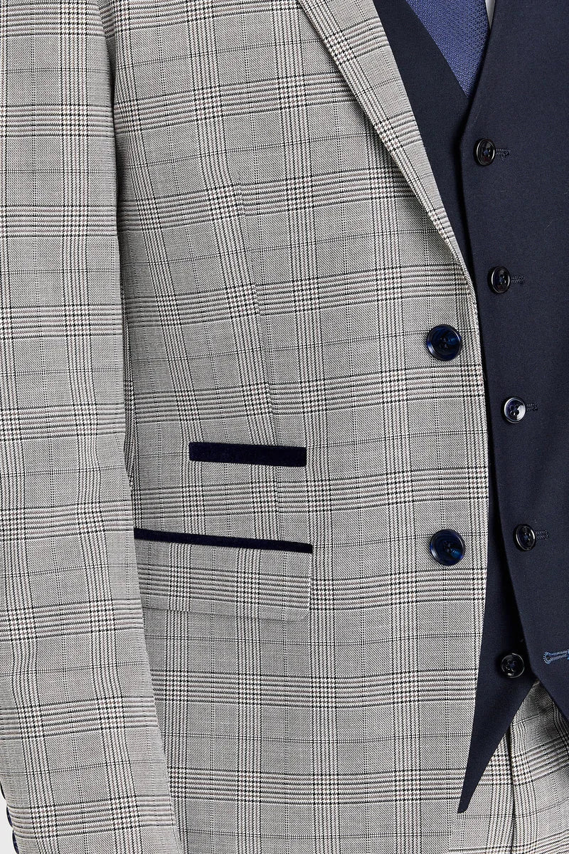 Abito grigio Hugo con gilet blu navy a contrasto Parker
