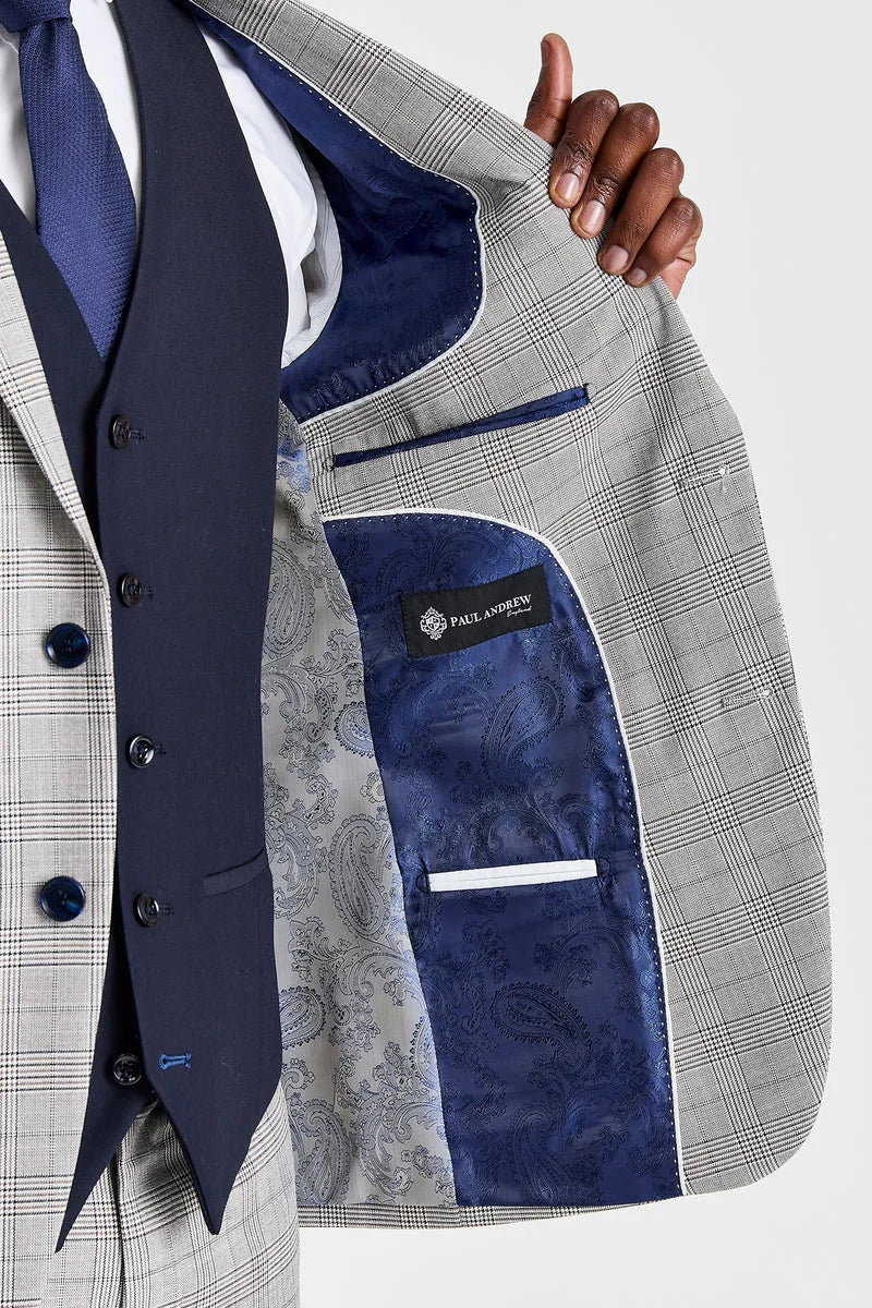 Abito grigio Hugo con gilet blu navy a contrasto Parker