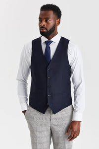 Abito grigio Hugo con gilet blu navy a contrasto Parker
