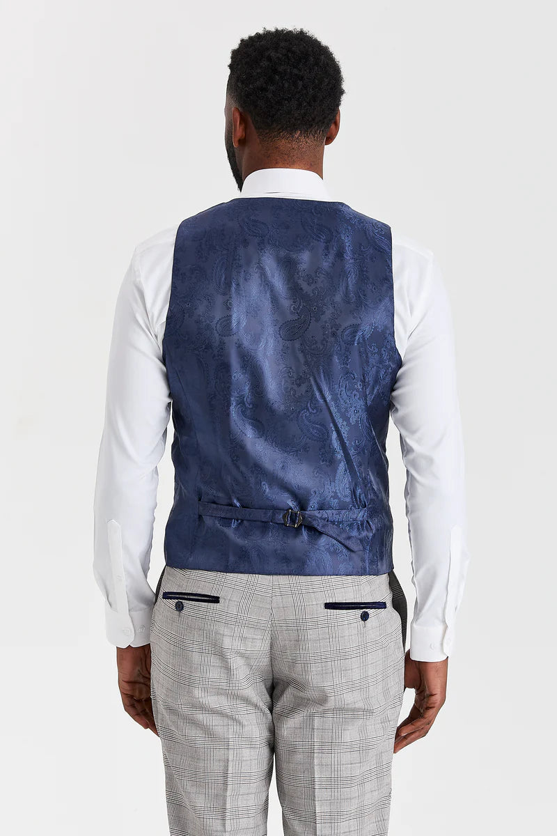 Abito grigio Hugo con gilet blu navy a contrasto Parker