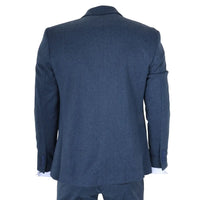 IM40 - Abito da uomo a tre pezzi in tweed a spina di pesce blu navy