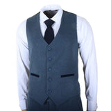 IM40 - Abito da uomo a tre pezzi in tweed a spina di pesce blu navy