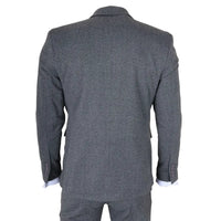 IM41 - Abito da uomo a tre pezzi in tweed grigio a spina di pesce