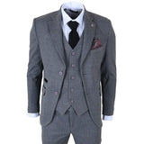 IM41 - Abito da uomo a tre pezzi in tweed grigio a spina di pesce