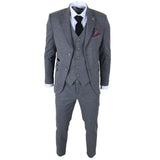 IM41 - Abito da uomo a tre pezzi in tweed grigio a spina di pesce