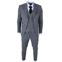 IM41 - Abito da uomo a tre pezzi in tweed grigio a spina di pesce