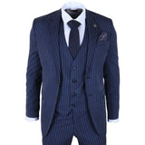 IM43 - Abito da uomo a tre pezzi gessato blu navy stile Shelby